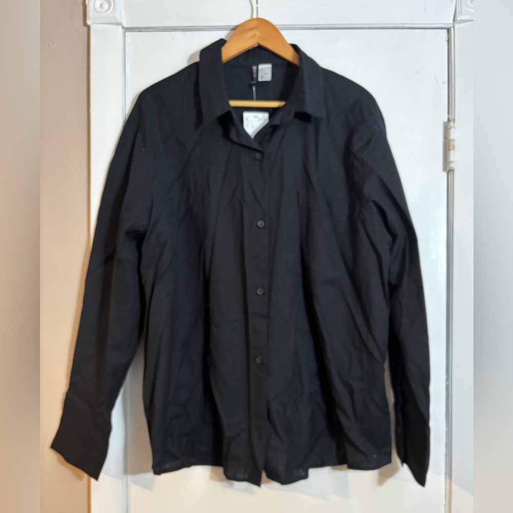 Divided Black Button Down Oversized Shirt